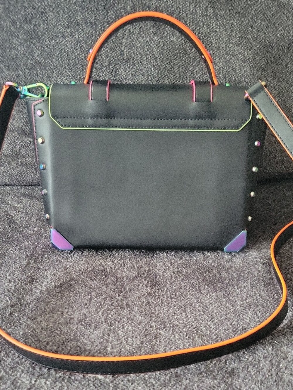 NWOT Michael Kors Black Satchel with Multicolor Trim - Picture 2 of 4
